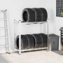 Estantería de neumáticos 2 niveles acero plateado 110x40x109 cm by , Industrial shelving - Ref: Foro24-4016966, Price: 34,79 ...