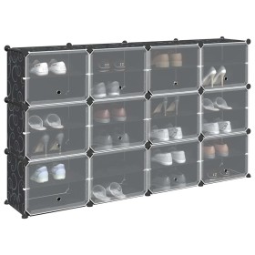 Estantería de cubos con 12 compartimentos y puertas PP negro de , Zapateros y organizadores de calzado - Ref: Foro24-4019578,...