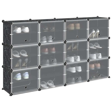 Estantería de cubos con 12 compartimentos y puertas PP negro by , Shoe racks and shoe organizers - Ref: Foro24-4019578, Price...