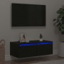 Mueble de TV con luces LED roble negro 75x35,5x25 cm von , TV-Möbel - Ref: Foro24-860230, Preis: 73,06 €, Rabatt: %