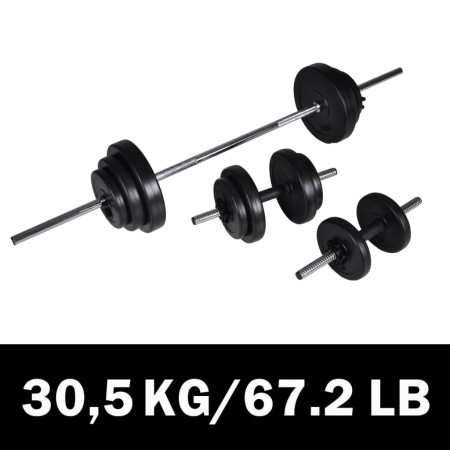 Barbell set + 2 dumbbells 30.5kg by vidaXL, free weight - Ref: Foro24-90377, Price: 90,12 €, Discount: %