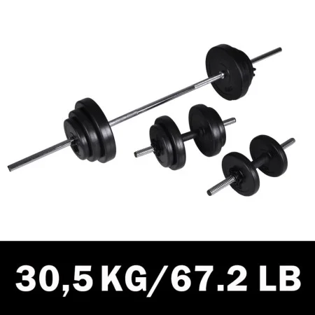 Satz Langhanteln + 2 Kurzhanteln 30,5kg von vidaXL, freies Gewicht - Ref: Foro24-90377, Preis: 94,88 €, Rabatt: %