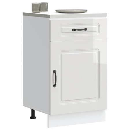 Mueble bajo cocina Kalmar madera ingeniería blanca alto brillo de , Armarios de cocina - Ref: Foro24-853479, Precio: 108,36 €...