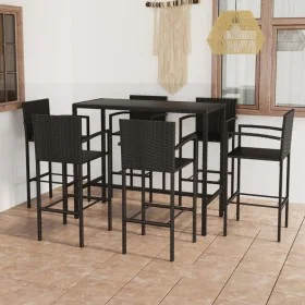 Garden table and high stools and cushions 7 pieces black PE rattan by vidaXL, Garden sets - Ref: Foro24-3064846, Price: 519,0...