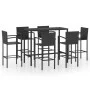 Garden table and high stools and cushions 7 pieces black PE rattan by vidaXL, Garden sets - Ref: Foro24-3064846, Price: 519,0...