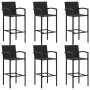 Gartentisch und hohe Hocker und Kissen 7 Stück schwarzes PE-Rattan von vidaXL, Gartensets - Ref: Foro24-3064846, Preis: 535,0...