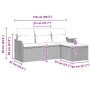 Conjunto de sofá de jardín con cojín 4 pcs Negro Poliratán