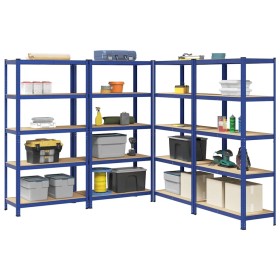 Estanterías de 5 baldas 4 uds madera contrachapada y acero azul by , Industrial shelving - Ref: Foro24-3307607, Price: 225,96...