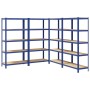 Estanterías de 5 baldas 4 uds madera contrachapada y acero azul by , Industrial shelving - Ref: Foro24-3307607, Price: 225,96...