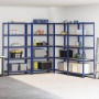 Estanterías de 5 baldas 4 uds madera contrachapada y acero azul by , Industrial shelving - Ref: Foro24-3307607, Price: 225,96...