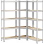 Juego de 3estantes 5niveles acero plateado y madera industrial von , Industrieregale - Ref: Foro24-3307618, Preis: 115,40 €, ...