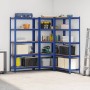 Juego de 3 estantes de 5 niveles acero azul y madera industrial