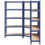 Juego de 3 estantes de 5 niveles acero azul y madera industrial
