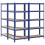 Juego de 3 estantes de 5 niveles acero azul y madera industrial