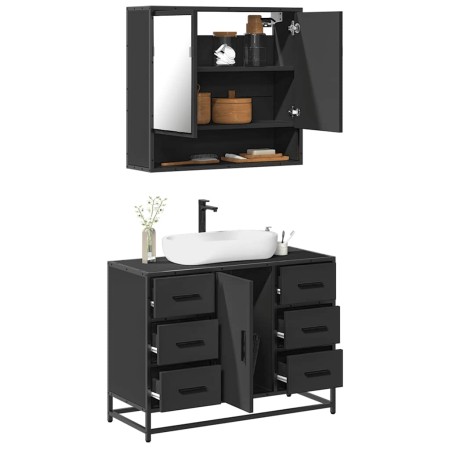 Juego de muebles de baño 2 pzas madera contrachapada negro by , Bathroom furniture - Ref: Foro24-3300930, Price: 194,62 €, Di...