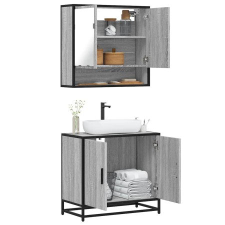 Set de muebles de baño 2 pzas madera contrachapada gris sonoma de , Muebles de baño - Ref: Foro24-3300918, Precio: 140,53 €