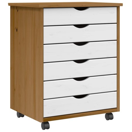 Cajonera con ruedas MOSS madera maciza pino marrón miel by , Lockers and storage cabinets - Ref: Foro24-4015785, Price: 119,8...