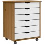 Cajonera con ruedas MOSS madera maciza pino marrón miel by , Lockers and storage cabinets - Ref: Foro24-4015785, Price: 119,8...
