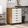 Cajonera con ruedas MOSS madera maciza pino marrón miel by , Lockers and storage cabinets - Ref: Foro24-4015785, Price: 119,8...