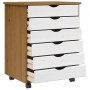 Cajonera con ruedas MOSS madera maciza pino marrón miel by , Lockers and storage cabinets - Ref: Foro24-4015785, Price: 119,8...