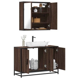 Set de muebles baño 2 pzas madera contrachapada marrón roble de , Muebles de baño - Ref: Foro24-3300894, Precio: 150,80 €, De...