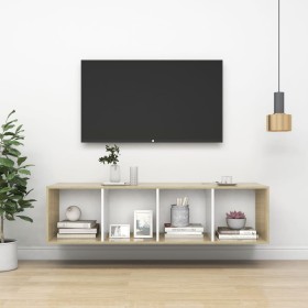 Sperrholz Wand-TV-Ständer Eiche weiß 37x37x142,5cm von vidaXL, TV-Möbel - Ref: Foro24-805494, Preis: 66,32 €, Rabatt: %