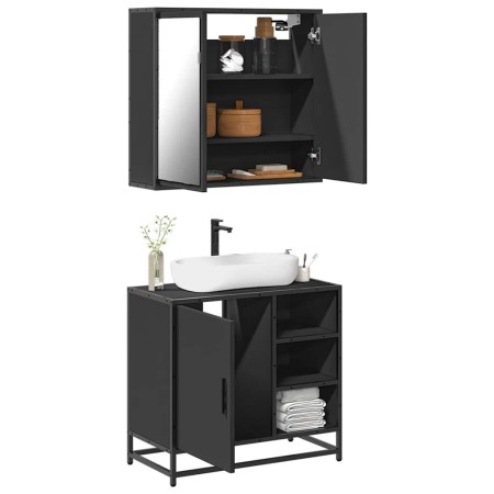 Juego de muebles de baño 2 pzas madera contrachapada negro von , Badezimmermöbel - Ref: Foro24-3300905, Preis: 155,62 €, Raba...