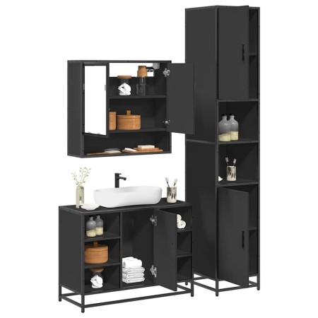 Juego de muebles de baño 3 pzas madera contrachapada negro von , Badezimmermöbel - Ref: Foro24-3301120, Preis: 305,55 €, Raba...