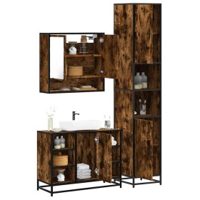 Set de muebles baño 3 pzas madera contrachapada roble ahumado de , Muebles de baño - Ref: Foro24-3301122, Precio: 290,96 €, D...