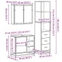 Set de muebles de baño 3 pzas madera contrachapada gris sonoma