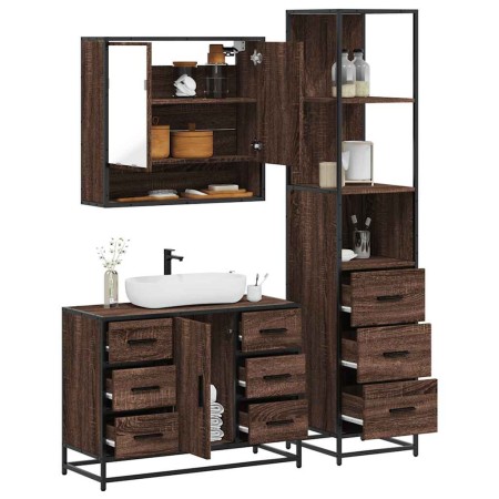 Set de muebles baño 3 pzas madera contrachapada roble marrón von , Badezimmermöbel - Ref: Foro24-3301174, Preis: 296,30 €, Ra...