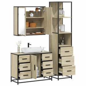 Set de muebles de baño 3 pzas madera contrachapada roble Sonoma by , Bathroom furniture - Ref: Foro24-3301141, Price: 305,97 ...