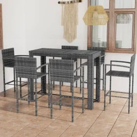Muebles de bar de jardín 7 pzas ratán PE reposabrazos gris de vidaXL, Conjuntos de jardín - Ref: Foro24-3064815, Precio: 462,...