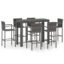 Muebles de bar de jardín 7 pzas ratán PE reposabrazos gris de vidaXL, Conjuntos de jardín - Ref: Foro24-3064815, Precio: 462,...