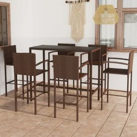 Set de bar de jardín 7 piezas ratán sintético marrón by vidaXL, Garden sets - Ref: Foro24-3064845, Price: 475,32 €, Discount: %