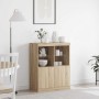 Aparador de madera de ingeniería roble sonoma 81x37x100 cm de , Taquillas y armarios de almacenamiento - Ref: Foro24-3318619,...