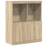 Aparador de madera de ingeniería roble sonoma 81x37x100 cm de , Taquillas y armarios de almacenamiento - Ref: Foro24-3318619,...