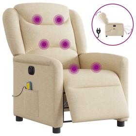 Sillón reclinable de masaje eléctrico tela color crema by , Armchairs - Ref: Foro24-3303192, Price: 257,54 €, Discount: %
