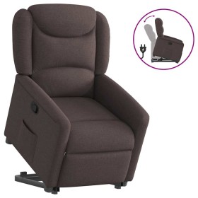 Sillón reclinable elevable tela marrón oscuro de , Sillones - Ref: Foro24-3303199, Precio: 276,27 €, Descuento: %