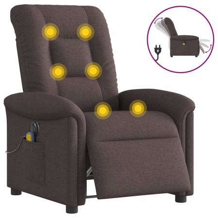 Sillón reclinable de masaje eléctrico tela marrón oscuro by , Armchairs - Ref: Foro24-3303249, Price: 256,67 €, Discount: %