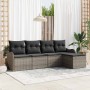 Conjunto de sofá de jardín con cojín 5 pcs Gris Poliratán