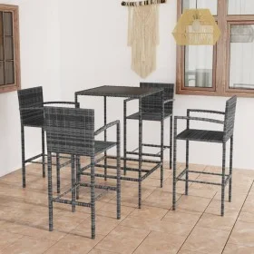 5-tlg. hoher Gartentisch und Hocker aus grauem synthetischem Rattan von vidaXL, Gartensets - Ref: Foro24-3064841, Preis: 311,...