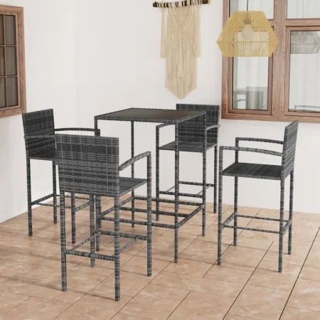 5-tlg. hoher Gartentisch und Hocker aus grauem synthetischem Rattan von vidaXL, Gartensets - Ref: Foro24-3064841, Preis: 325,...
