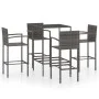 Garden table and high stools 5 pieces synthetic rattan gray by vidaXL, Garden sets - Ref: Foro24-3064841, Price: 311,55 €, Di...