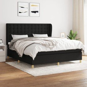 Cama box spring con colchón tela negro 180x200 cm en Camas y somieres | Comprar online en Foro24