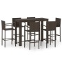 Muebles de bar de jardín 7 pzas ratán PE reposabrazos marrón by vidaXL, Garden sets - Ref: Foro24-3064813, Price: 479,75 €, D...
