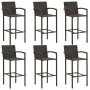 Muebles de bar de jardín 7 pzas ratán PE reposabrazos marrón by vidaXL, Garden sets - Ref: Foro24-3064813, Price: 470,24 €, D...