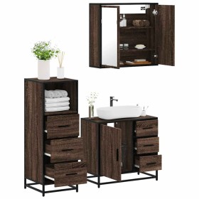 Set de muebles baño 3 pzas madera contrachapada roble marrón de , Muebles de baño - Ref: Foro24-3301019, Precio: 246,26 €, De...