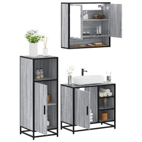 Set de muebles de baño 3 pzas madera contrachapada gris sonoma von , Badezimmermöbel - Ref: Foro24-3300998, Preis: 228,71 €, ...