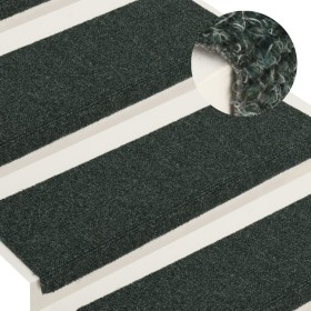 Alfombrilla de escaleras 15 uds tela punzonada marrón 65x21x4cm